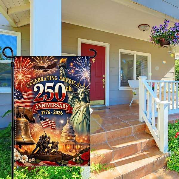 250th Anniversary USA Garden Flag 1776-2026 250 Years of Birthday America Decor 4th of July Fourth of July Patriotic Party Decorations and Supplies 12.5×18'' - Image 2