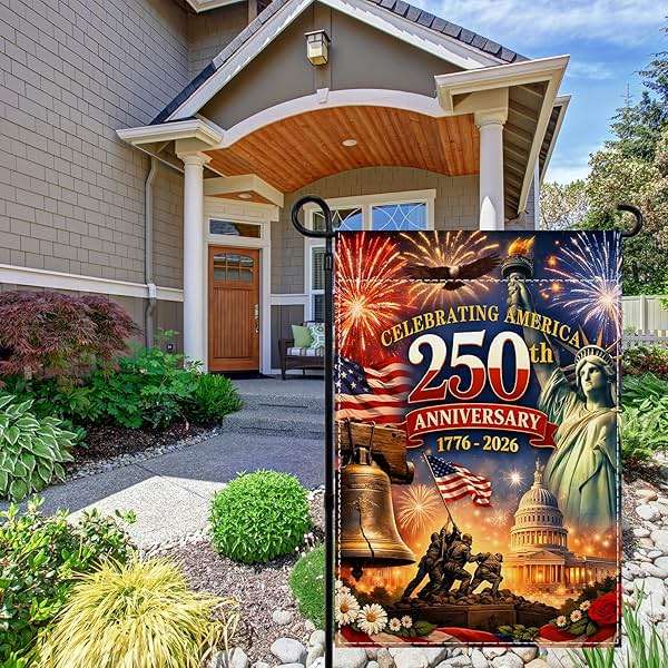 250th Anniversary USA Garden Flag 1776-2026 250 Years of Birthday America Decor 4th of July Fourth of July Patriotic Party Decorations and Supplies 12.5×18'' - Image 4