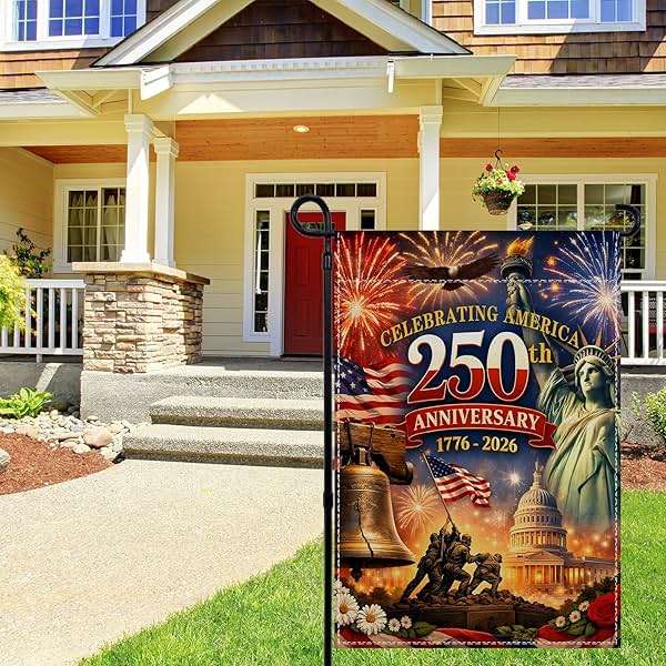 250th Anniversary USA Garden Flag 1776-2026 250 Years of Birthday America Decor 4th of July Fourth of July Patriotic Party Decorations and Supplies 12.5×18'' - Image 5