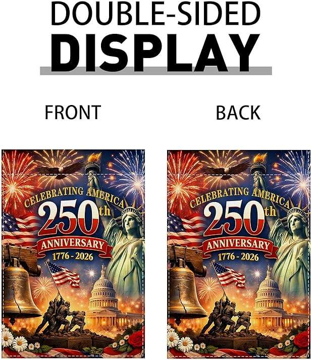 250th Anniversary USA Garden Flag 1776-2026 250 Years of Birthday America Decor 4th of July Fourth of July Patriotic Party Decorations and Supplies 12.5×18'' - Image 7