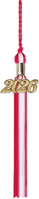Class Act Graduation Kindergarten Graduation Tassel - Gold Charm - 2 Color, 2026, Red/White - Image 1