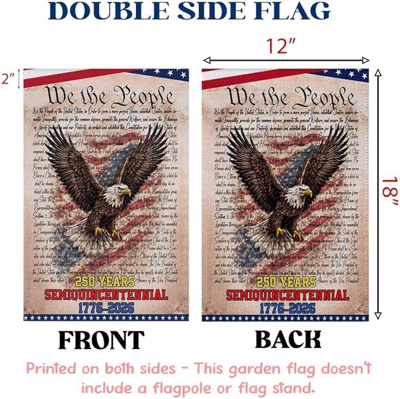 Limima We The People Flag, 250 Anniversary USA Flag, American Flags for Outside 250 Year Anniversary, 4th of July Gifts, 1776-2026 Yard Flags Outside 12x18 Inch Double Sided Outdoor Banner Decorations - Image 3
