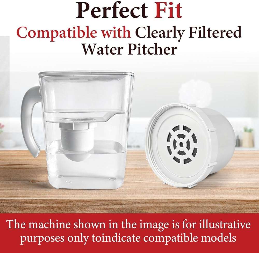 9 Pcs Water Pitcher Filters Compatible with Clearly Filtered Water Pitcher, with 1 Pre-Rinse Bag, Coconut Shell Activated Carbon, BPA-Free, Fluoride & Heavy Metals Reduction, 100 Gallon Long-Life - Image 4