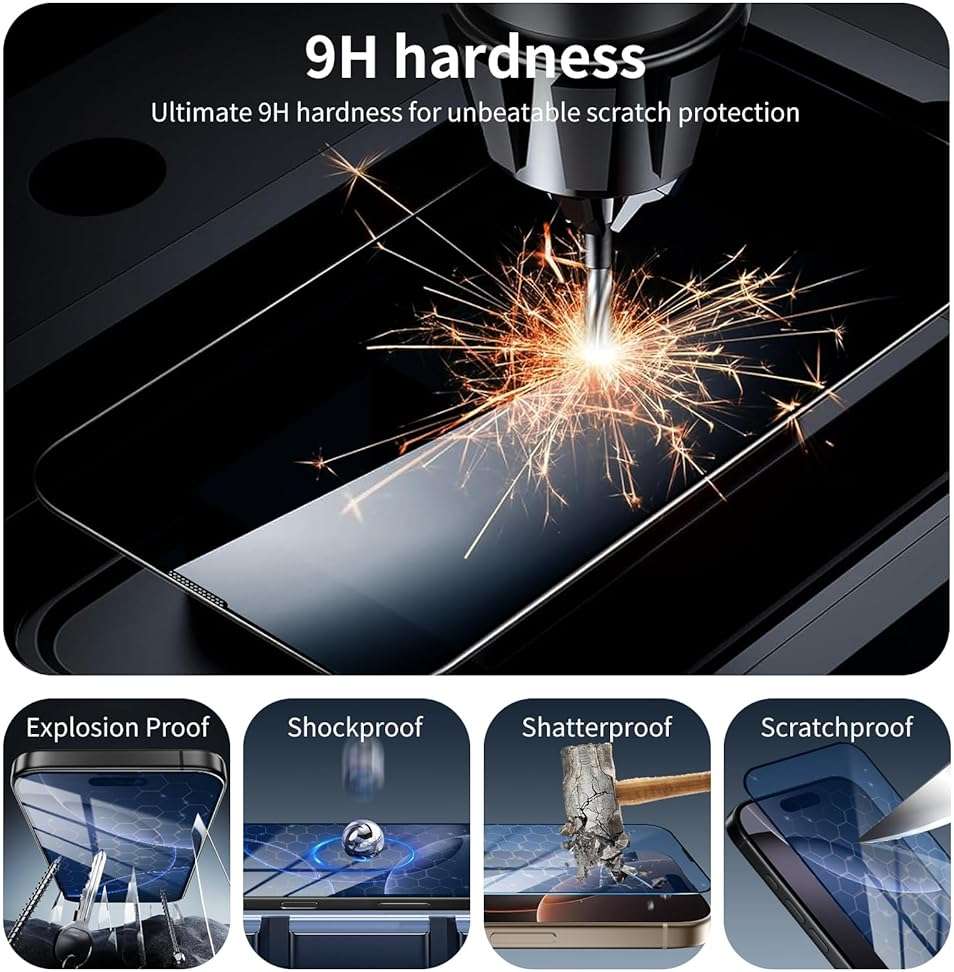 2+2-Pack Anti-Blue Light Tempered Glass Screen Protector & Camera Lens Protector for iPhone 17e/16e, Eye Protection, Gradient Colorful, 9H Hardness, HD, Anti-Scratch, Bubble Free, Case Friendly - Image 5
