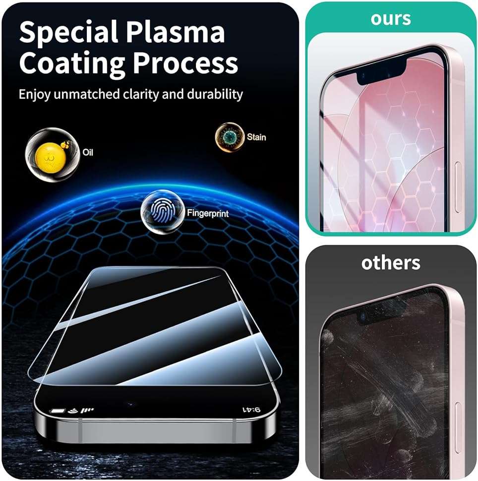 2+2-Pack Anti-Blue Light Tempered Glass Screen Protector & Camera Lens Protector for iPhone 17e/16e, Eye Protection, Gradient Colorful, 9H Hardness, HD, Anti-Scratch, Bubble Free, Case Friendly - Image 7
