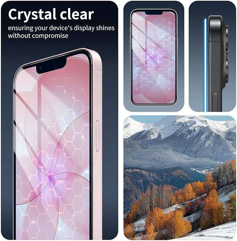 2+2-Pack Anti-Blue Light Tempered Glass Screen Protector & Camera Lens Protector for iPhone 17e/16e, Eye Protection, Gradient Colorful, 9H Hardness, HD, Anti-Scratch, Bubble Free, Case Friendly - Image 9