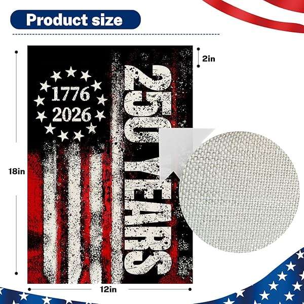250 Anniversary Usa Garden Flags for Outside,250 Anniversary USA Flag 1776-2026 Semiquincentennial Commemorative Patriotic Yard Sign 4th of July Decorations 250 Year of Freedom Banner Double-Sided Waterproof Garden Flag with Stars Stripes 250 Year American Flag 12x18 Inch - Image 3