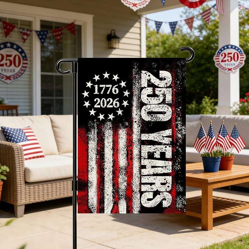 250 Anniversary Usa Garden Flags for Outside,250 Anniversary USA Flag 1776-2026 Semiquincentennial Commemorative Patriotic Yard Sign 4th of July Decorations 250 Year of Freedom Banner Double-Sided Waterproof Garden Flag with Stars Stripes 250 Year American Flag 12x18 Inch - Image 6