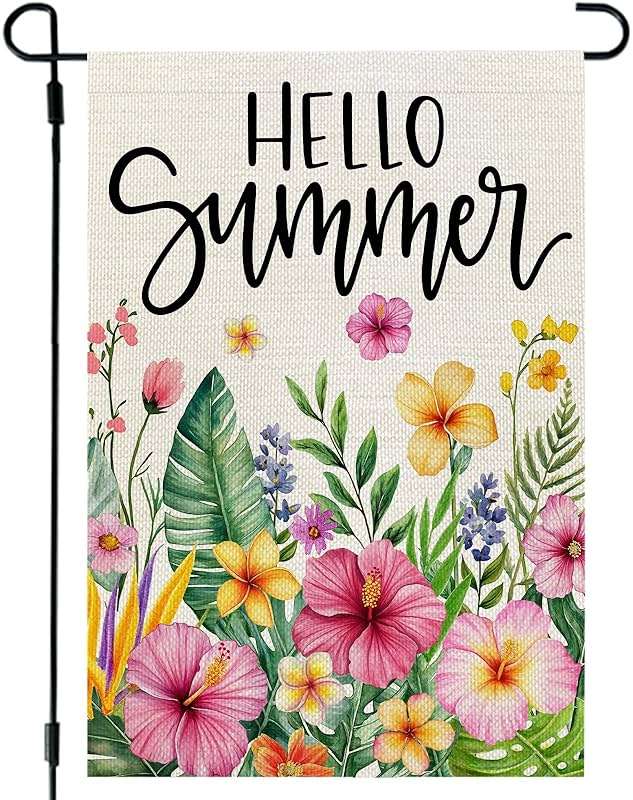 CROWNED BEAUTY Summer Garden Flag Tropical Flowers 12x18 Inch Double Sided Small Yellow Floral Seasonal Holiday Decoration for Outside Yard - Image 1