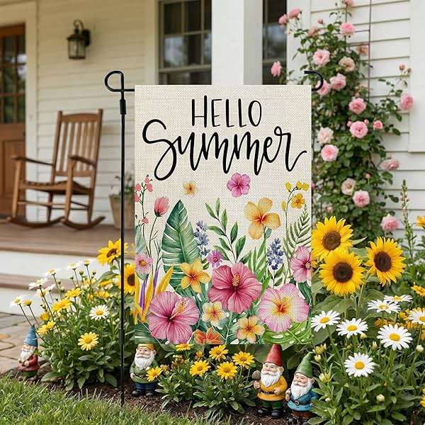 CROWNED BEAUTY Summer Garden Flag Tropical Flowers 12x18 Inch Double Sided Small Yellow Floral Seasonal Holiday Decoration for Outside Yard - Image 5