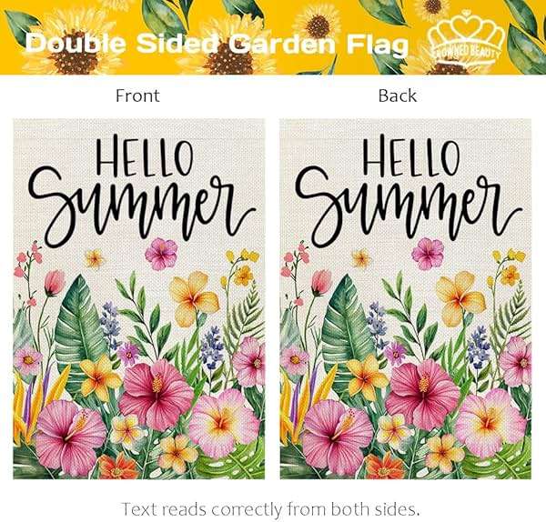 CROWNED BEAUTY Summer Garden Flag Tropical Flowers 12x18 Inch Double Sided Small Yellow Floral Seasonal Holiday Decoration for Outside Yard - Image 7