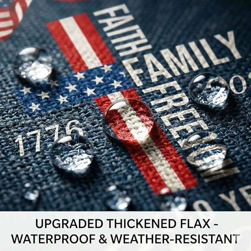 Waterproof Thickened 250 Anniversary Usa Flag, Outdoor Usa 250th Anniversary Merchandise God Bless America Small Garden Flags for Outside, 4th of July Patriotic Flags 12x18 Double CROSS FAITH FREEDOM - Image 4