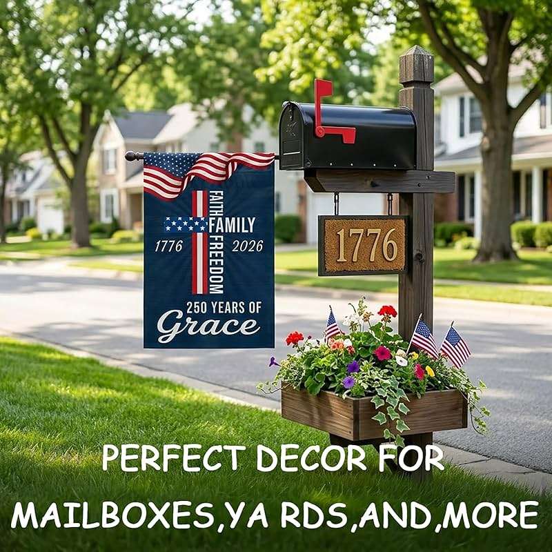 Waterproof Thickened 250 Anniversary Usa Flag, Outdoor Usa 250th Anniversary Merchandise God Bless America Small Garden Flags for Outside, 4th of July Patriotic Flags 12x18 Double CROSS FAITH FREEDOM - Image 5