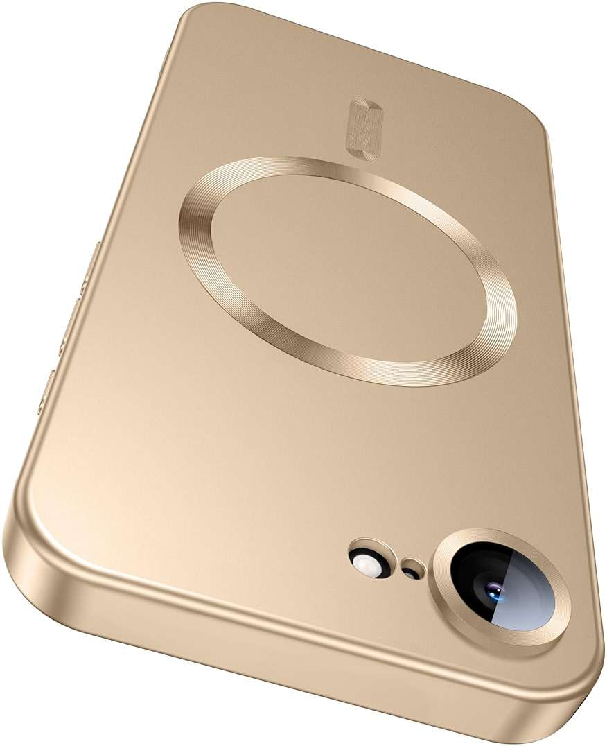 LEKEVO Magnetic for iPhone 17e Case/iPhone 16e Case [Compatible with MagSafe][Built-in Camera Lens Protector] Slim Soft Silicone Bumper Shockproof Metallic Luster 17e Phone Case (Gold) - Image 1
