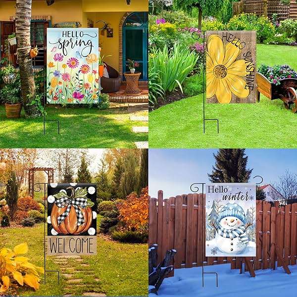 Seasonal Garden Flags Set of 12 Double Sided 12 x 18 Inch Yard Flags,Small Garden flags for outside,4th of July Summer Fall Garden Flag,Christmas Halloween Easter Outdoor Decor, Holiday Flags for All Seasons - Image 5