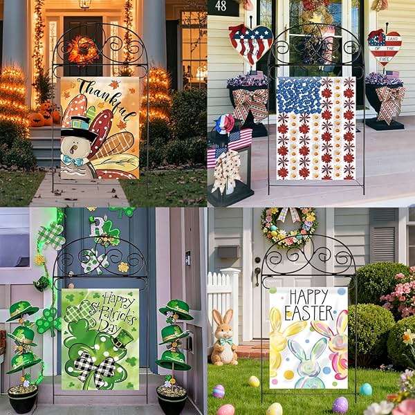Seasonal Garden Flags Set of 12 Double Sided 12 x 18 Inch Yard Flags,Small Garden flags for outside,4th of July Summer Fall Garden Flag,Christmas Halloween Easter Outdoor Decor, Holiday Flags for All Seasons - Image 6