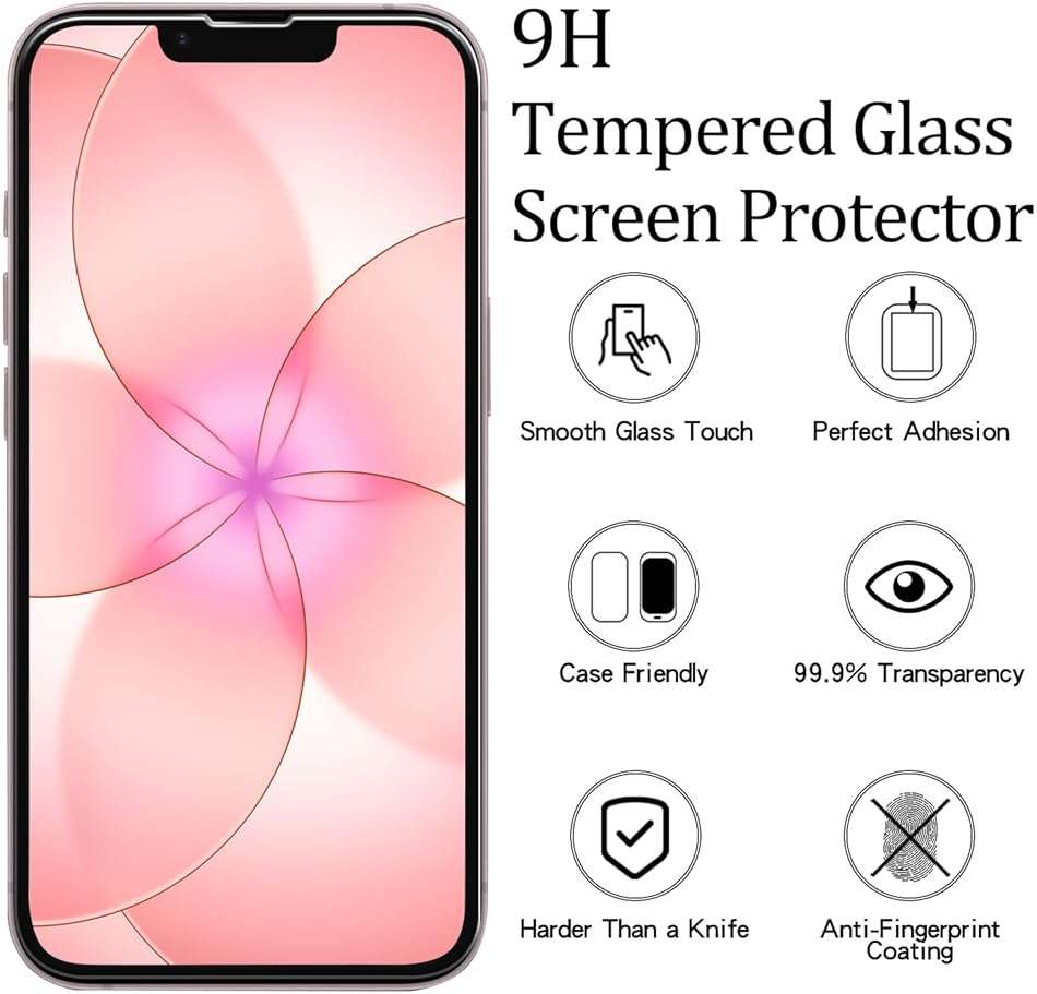 KAREEN 2 Pack Screen Protector for iPhone 17e 6.1-Inch Tempered Glass Film, 9H Hardness, Anti Scratch, Bubble Free, Case Friendly, Easy to Install - Image 2