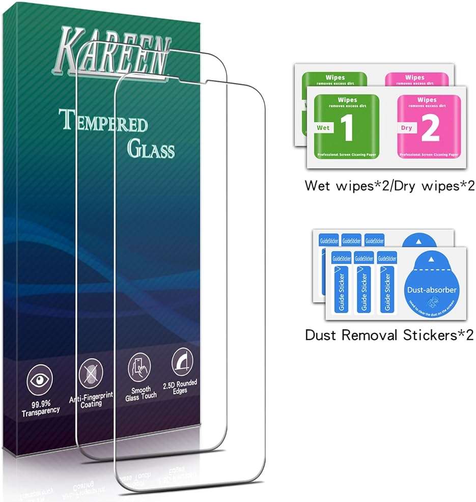 KAREEN 2 Pack Screen Protector for iPhone 17e 6.1-Inch Tempered Glass Film, 9H Hardness, Anti Scratch, Bubble Free, Case Friendly, Easy to Install - Image 6