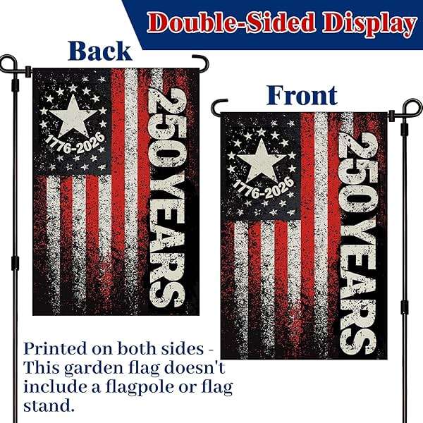 250 Anniversary USA Garden Flag, Double Sided Waterproof Distressed Patriotic Flag 1776-2026, Outdoor Yard Decor 12x18 - Image 5