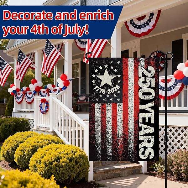 250 Anniversary USA Garden Flag, Double Sided Waterproof Distressed Patriotic Flag 1776-2026, Outdoor Yard Decor 12x18 - Image 6