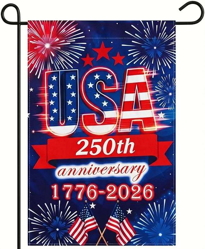 250 Anniversary USA Garden Flag - 250 Years of Freedom Double Sided 3-Ply American Patriotic Flags 1776-2026, UV Protection Fade Resistant 12x18 Inch Yard Flag Commemorative Merchandise for Outdoor Celebration - Image 1