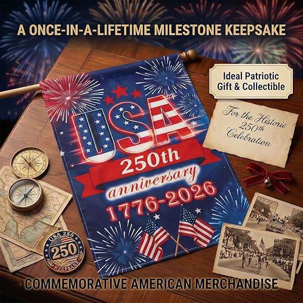 250 Anniversary USA Garden Flag - 250 Years of Freedom Double Sided 3-Ply American Patriotic Flags 1776-2026, UV Protection Fade Resistant 12x18 Inch Yard Flag Commemorative Merchandise for Outdoor Celebration - Image 6