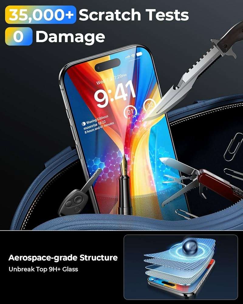 MRGLAS TOP 9H+ Glass 2+2 Packs for iPhone 17 Screen Protector with Camera Lens Protector [Zero Bubble, Auto-Dust Removal] [10X Military Protection] 17 6.3'' Tempered Glass Full Edge Coverage HD Clear - Image 5