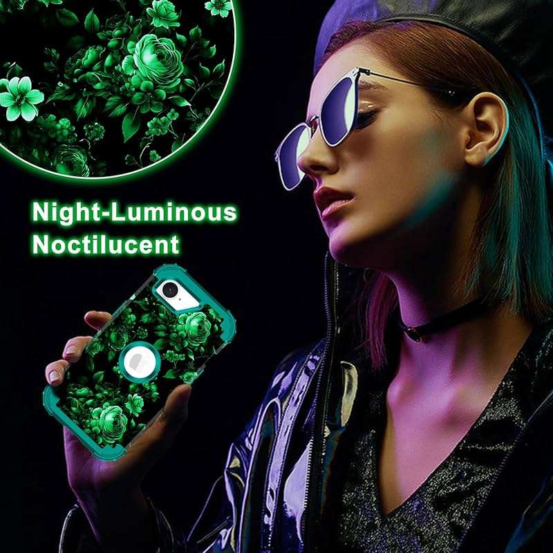 Rancase for iPhone 17e Case Case,Three Layer Heavy Duty Shockproof Protection Hard Plastic Bumper +Soft Silicone Rubber Protective Case for Apple iPhone 17e,Glow in The Dark-Blackish Green - Image 4