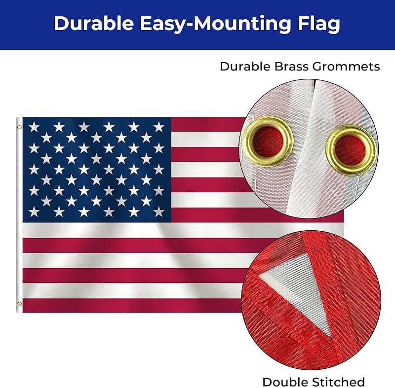 American Flag 3x5 Ft for Outside, USA Patriotic Banner with Brass Grommets, Fade Resistant Polyester for Indoor Outdoor Decor, 4th of July, Memorial Day, Veterans Day - Image 4