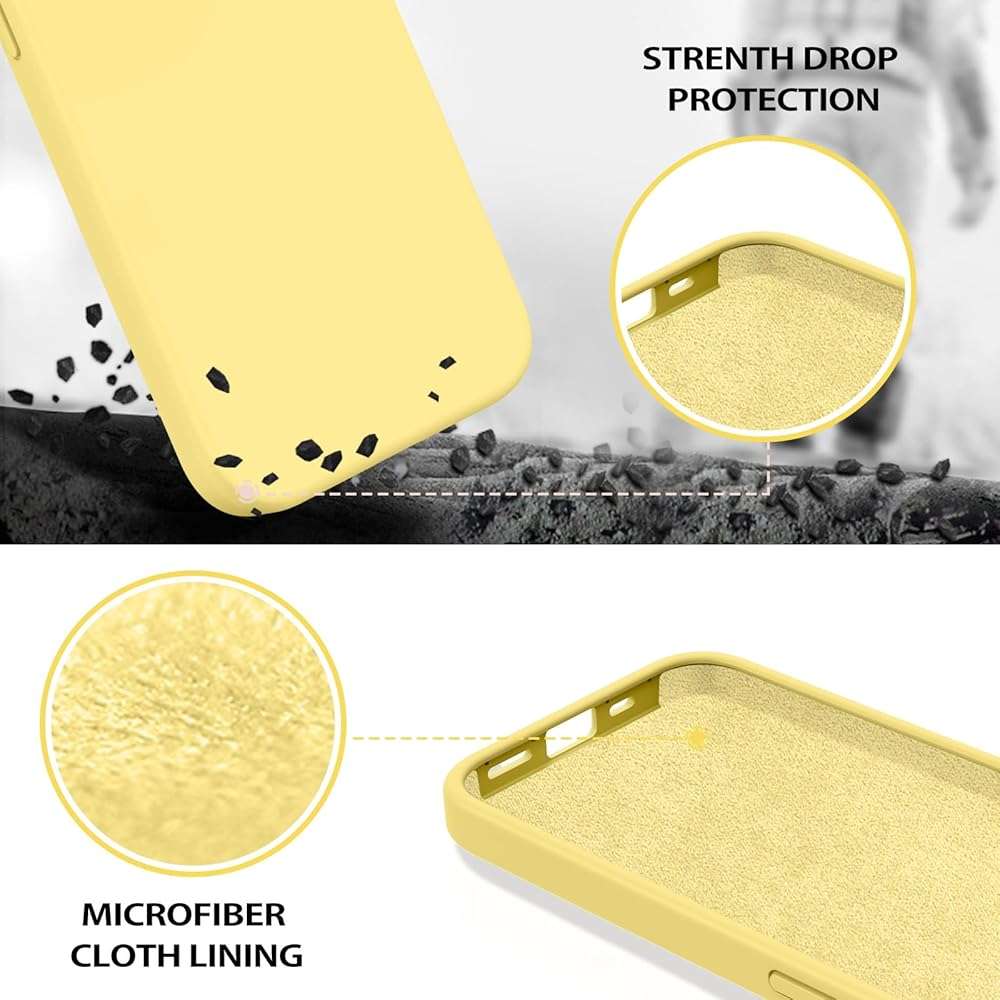 BENTOBEN for iPhone 17e/iPhone 16e 6.1" Case, Liquid Silicone Anti-Slip Microfiber Lining, Slim Soft Gel Rubber Anti-Scratch Shockproof Cover for iPhone 17e/iPhone 16e (2026/2025), Yellow - Image 3