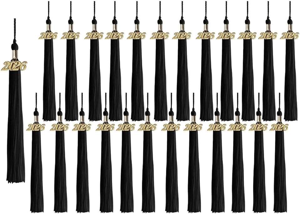 Class Act Graduation Tassels Bulk Set – 25 Pack Tassels with 2026 Year Charm, Classic Grad Accessories for High School, College and University, Red/White - Image 3