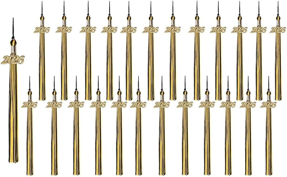 Class Act Graduation Tassels Bulk Set – 25 Pack Tassels with 2026 Year Charm, Classic Grad Accessories for High School, College and University, Red/White - Image 4