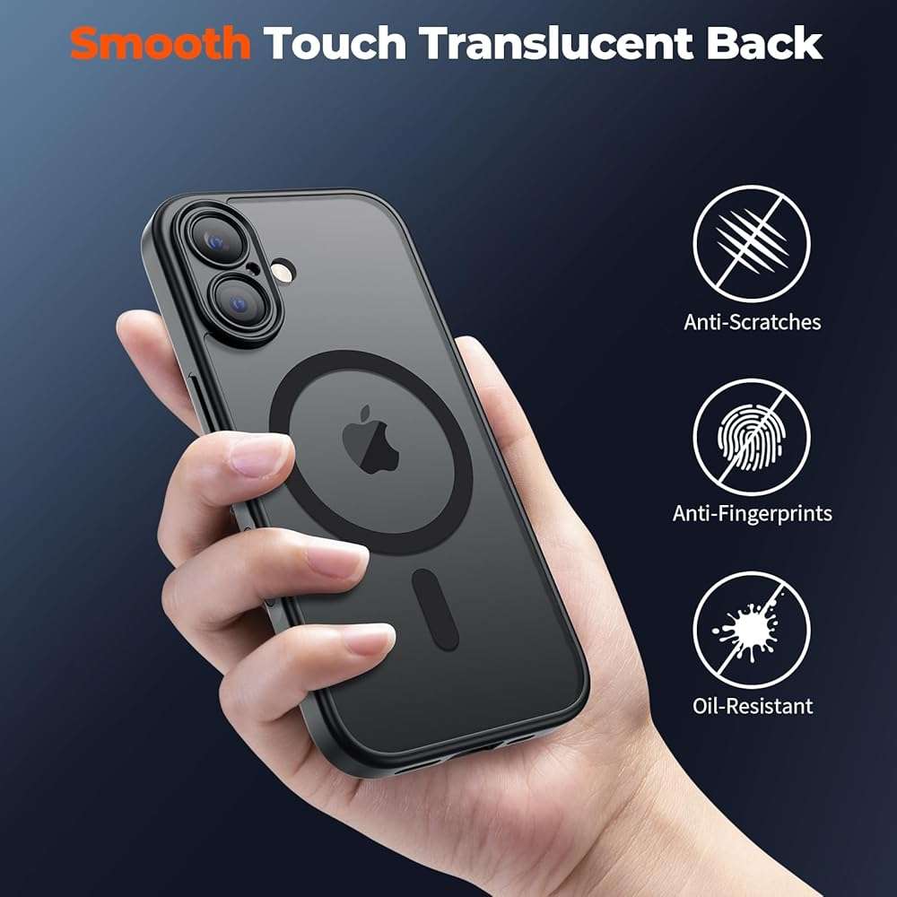 SUPFINE Magnetic for iPhone 17 Case with Camera Control Button,[Full Camera Protection][1+Tempered Glass Screen Protector] Slim Translucent Matte Shockproof Phone Cover,Black - Image 6