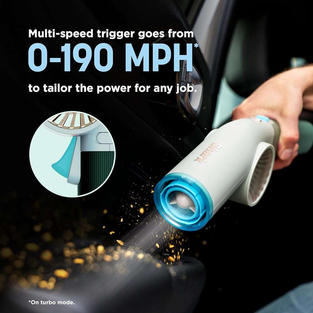 NEW Shark BlastBoss — All-in-One Air Blasting System with BlastBroom, Precision Nozzle, Extension Wand, Indoor/Outdoor Cleaning, 0-190 MPH, Cordless Handheld Blower, Rechargeable, Sage, AB2111GN​​ - Image 3