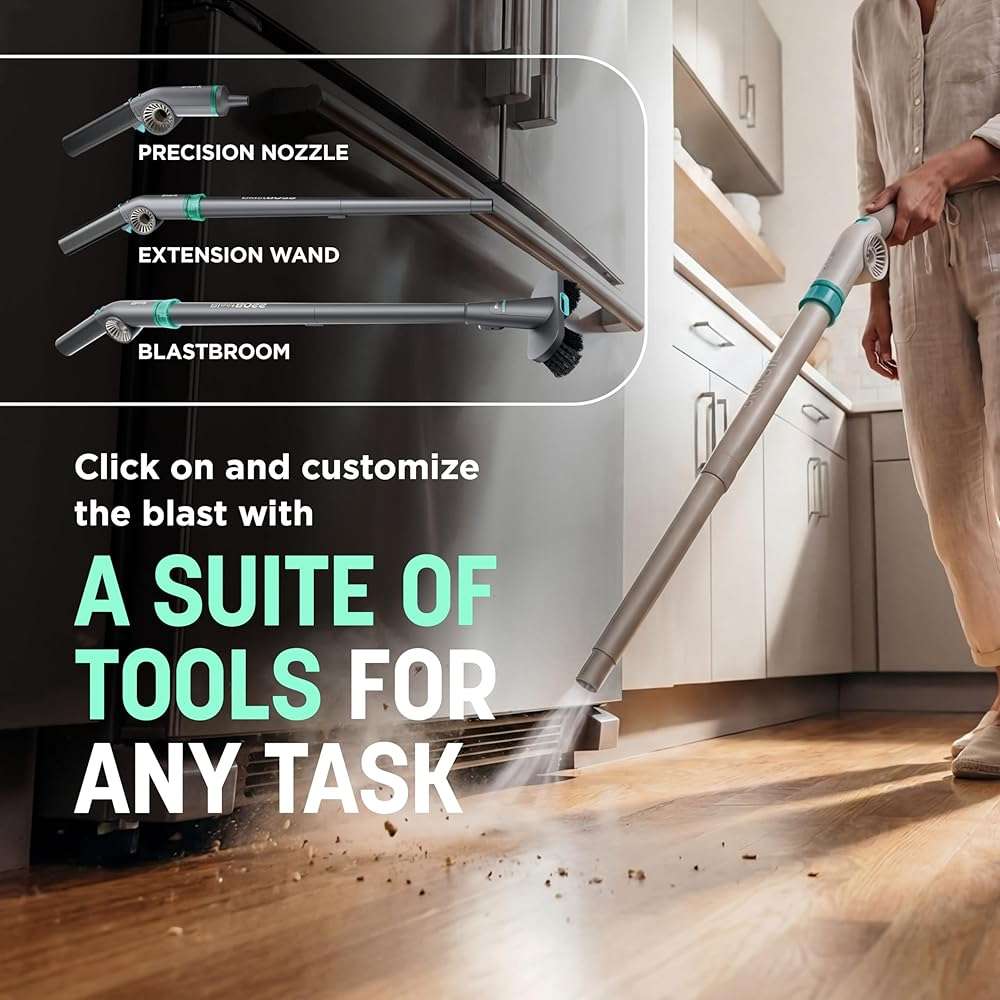NEW Shark BlastBoss — All-in-One Air Blasting System with BlastBroom, Precision Nozzle, Extension Wand, Indoor/Outdoor Cleaning, 0-190 MPH, Cordless Handheld Blower, Rechargeable, Sage, AB2111GN​​ - Image 4