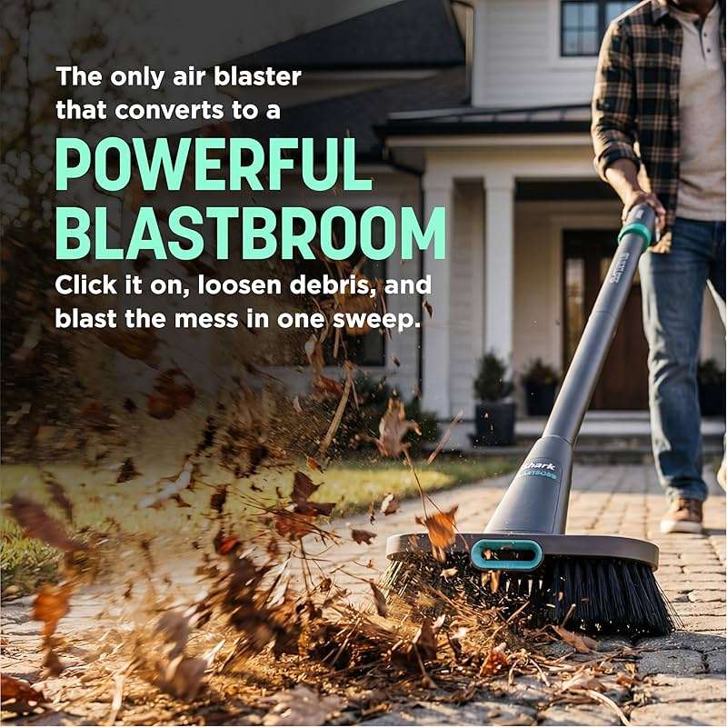 NEW Shark BlastBoss — All-in-One Air Blasting System with BlastBroom, Precision Nozzle, Extension Wand, Indoor/Outdoor Cleaning, 0-190 MPH, Cordless Handheld Blower, Rechargeable, Sage, AB2111GN​​ - Image 5