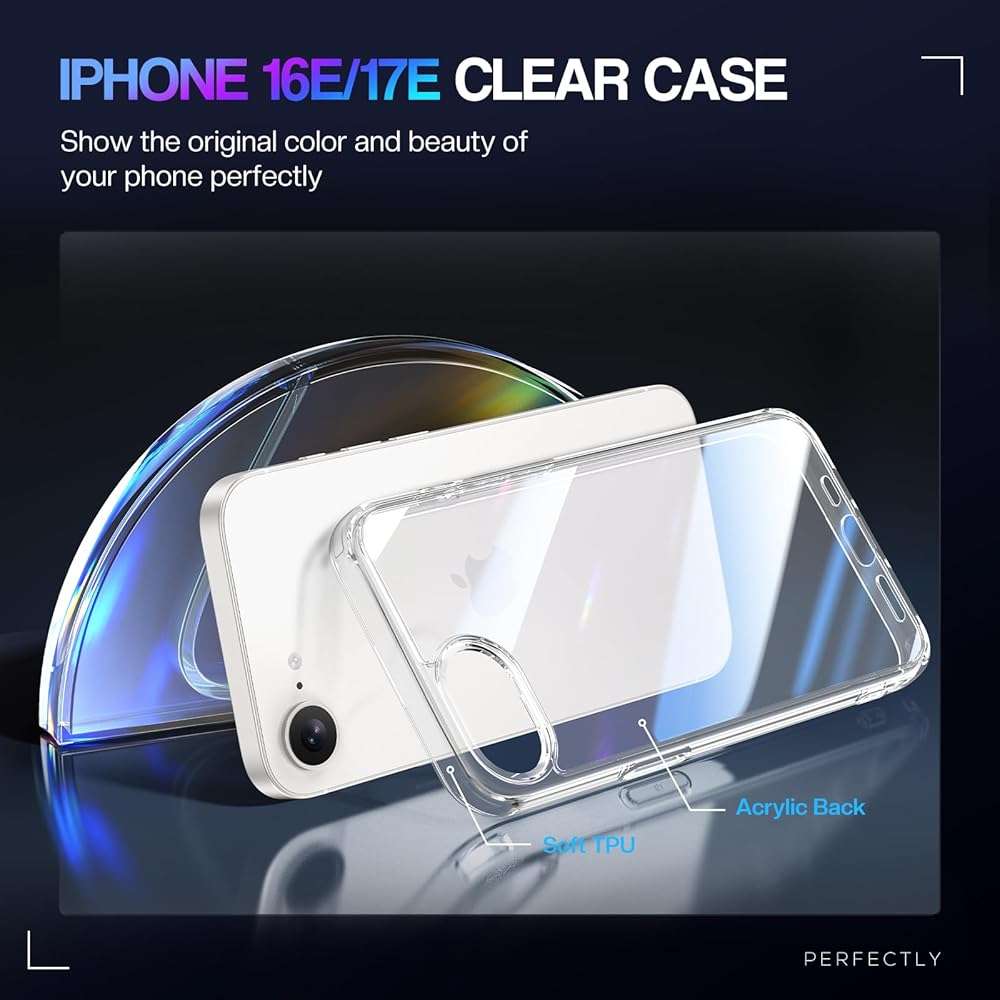 Maxdara for iPhone 17e Case& iPhone 16e Case, [3 in 1] with Front Tempered Glass Screen Protector & Camera Lens Protector & Anti-Yellowing Slim Shockproof Cover for iPhone 17e (Transparent+Clear) - Image 3