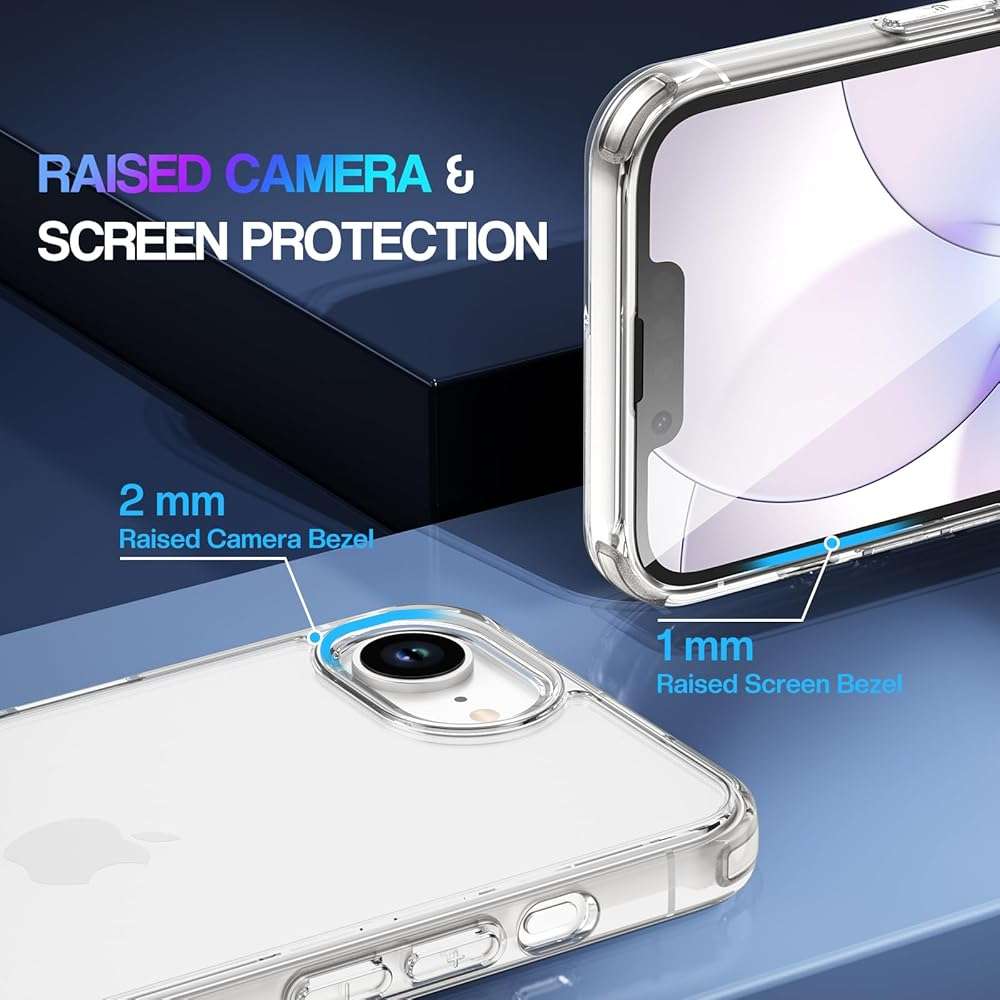 Maxdara for iPhone 17e Case& iPhone 16e Case, [3 in 1] with Front Tempered Glass Screen Protector & Camera Lens Protector & Anti-Yellowing Slim Shockproof Cover for iPhone 17e (Transparent+Clear) - Image 6