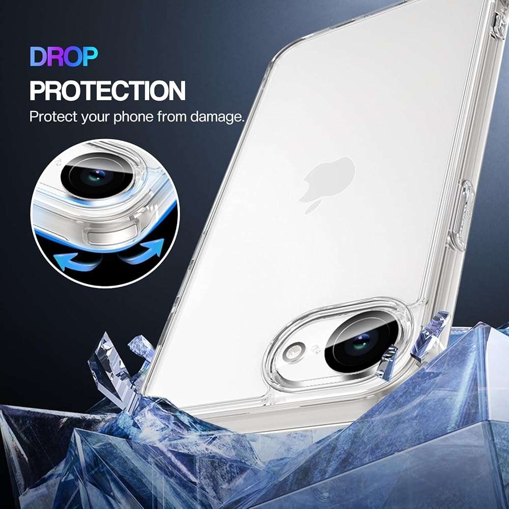 Maxdara for iPhone 17e Case& iPhone 16e Case, [3 in 1] with Front Tempered Glass Screen Protector & Camera Lens Protector & Anti-Yellowing Slim Shockproof Cover for iPhone 17e (Transparent+Clear) - Image 9