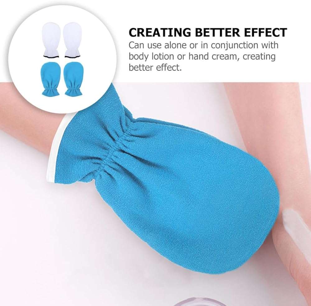 SOLUSTRE 2 Pairs Professional Paraffin Wax Mitts Gloves, Washable Polyester Hand Care Gloves for Exfoliating and Moisturizing, Blue and White, Suitable for Keratin Therapy - Image 3