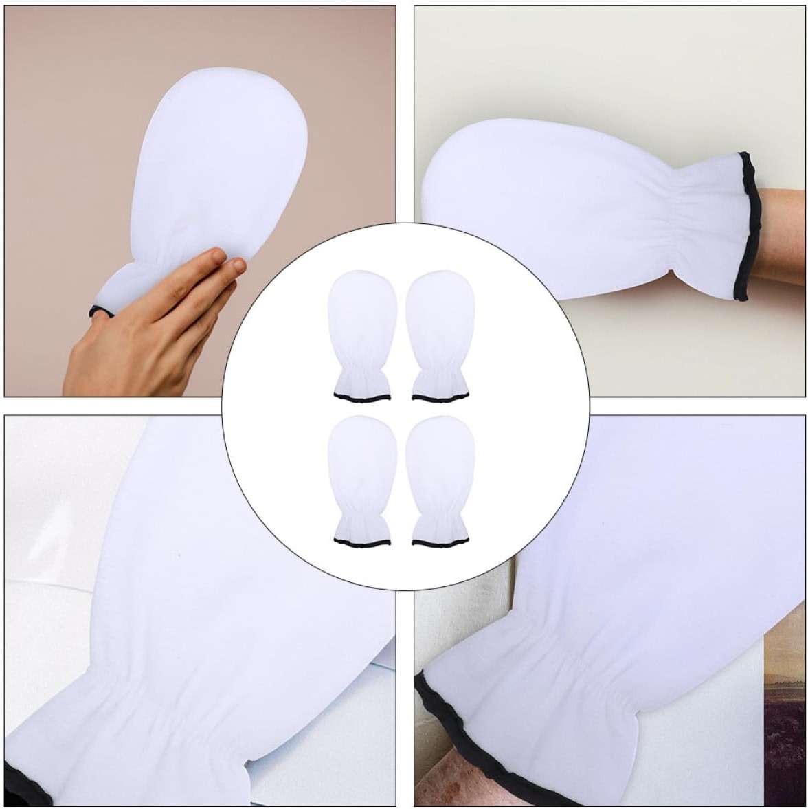SOLUSTRE 2 Pairs Professional Paraffin Wax Mitts Gloves, Washable Polyester Hand Care Gloves for Exfoliating and Moisturizing, Blue and White, Suitable for Keratin Therapy - Image 5
