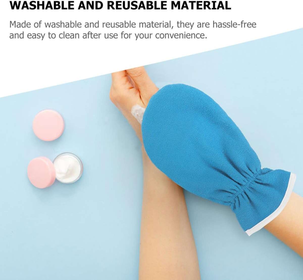 SOLUSTRE 2 Pairs Professional Paraffin Wax Mitts Gloves, Washable Polyester Hand Care Gloves for Exfoliating and Moisturizing, Blue and White, Suitable for Keratin Therapy - Image 6