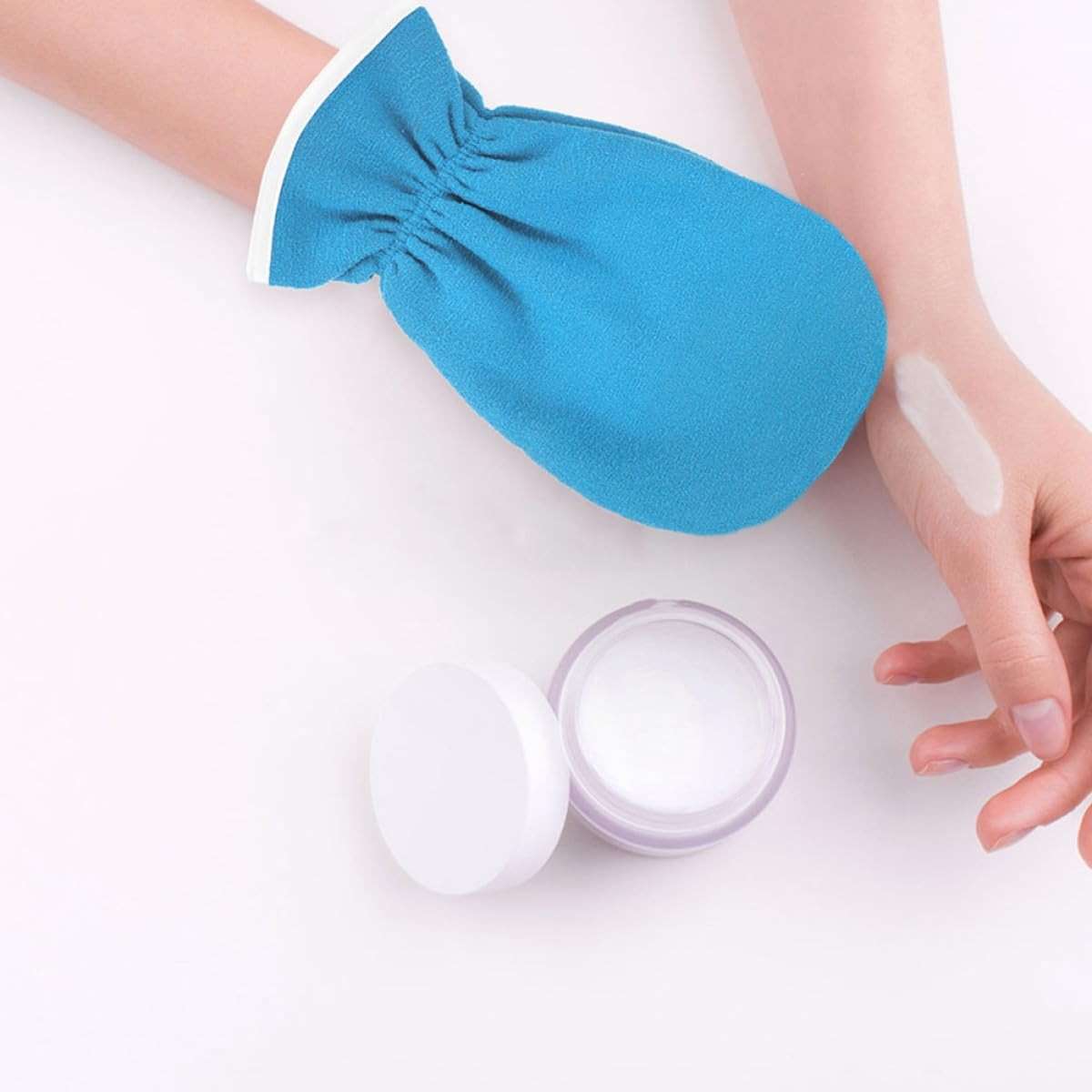 SOLUSTRE 2 Pairs Professional Paraffin Wax Mitts Gloves, Washable Polyester Hand Care Gloves for Exfoliating and Moisturizing, Blue and White, Suitable for Keratin Therapy - Image 8