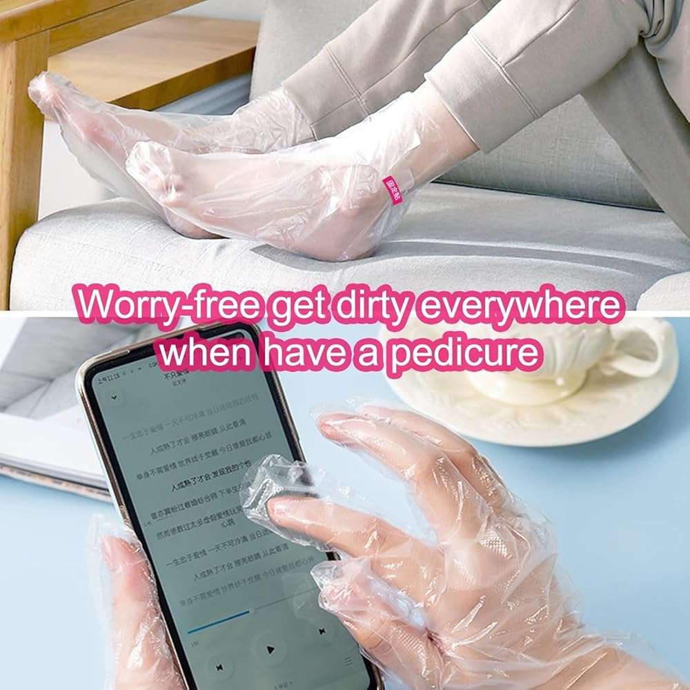 Paraffin Wax Liners for Feet and Hand, 200pcs Larger and Thicker Plastic Hand and Foot Bags, Plastic Paraffin Bath Mitt Glove and Sock Liners Paraffin Wax Mitts (Paraffin Gloves for Hands and Foot) - Image 2