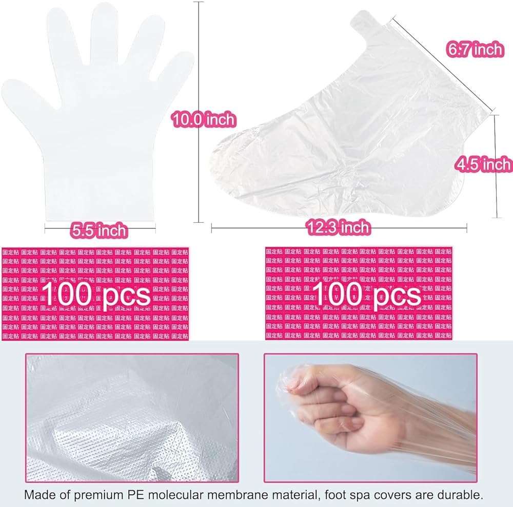 Paraffin Wax Liners for Feet and Hand, 200pcs Larger and Thicker Plastic Hand and Foot Bags, Plastic Paraffin Bath Mitt Glove and Sock Liners Paraffin Wax Mitts (Paraffin Gloves for Hands and Foot) - Image 4