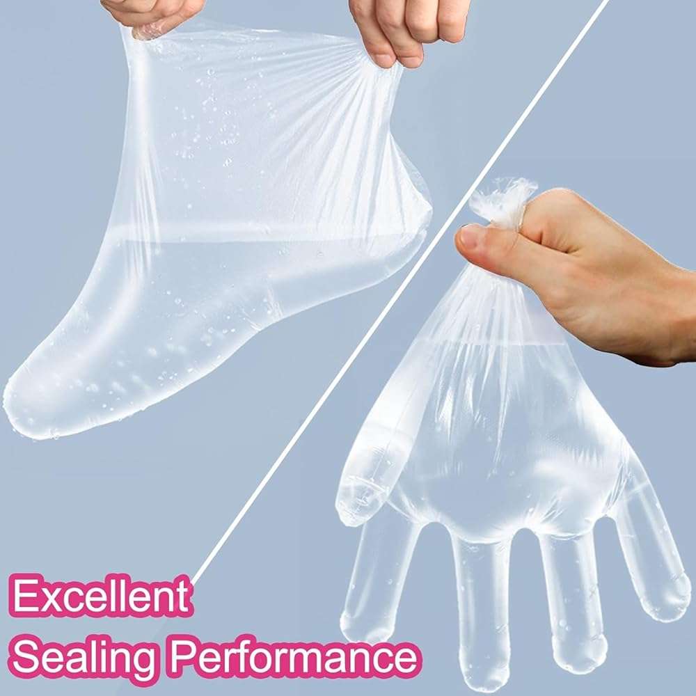 Paraffin Wax Liners for Feet and Hand, 200pcs Larger and Thicker Plastic Hand and Foot Bags, Plastic Paraffin Bath Mitt Glove and Sock Liners Paraffin Wax Mitts (Paraffin Gloves for Hands and Foot) - Image 5