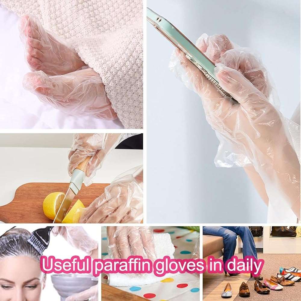 Paraffin Wax Liners for Feet and Hand, 200pcs Larger and Thicker Plastic Hand and Foot Bags, Plastic Paraffin Bath Mitt Glove and Sock Liners Paraffin Wax Mitts (Paraffin Gloves for Hands and Foot) - Image 6
