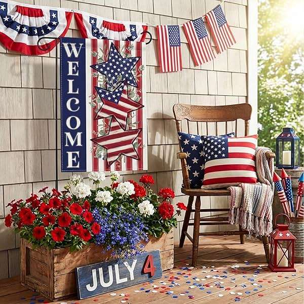 4th of July Garden Flag 12x18 Inch, Double Sided Patriotic Welcome Garden Flags Yard, Red White Blue Decor for Independence Day, Memorial Day, Patriotic Outdoor Decor - Image 2