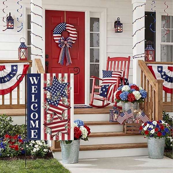 4th of July Garden Flag 12x18 Inch, Double Sided Patriotic Welcome Garden Flags Yard, Red White Blue Decor for Independence Day, Memorial Day, Patriotic Outdoor Decor - Image 3