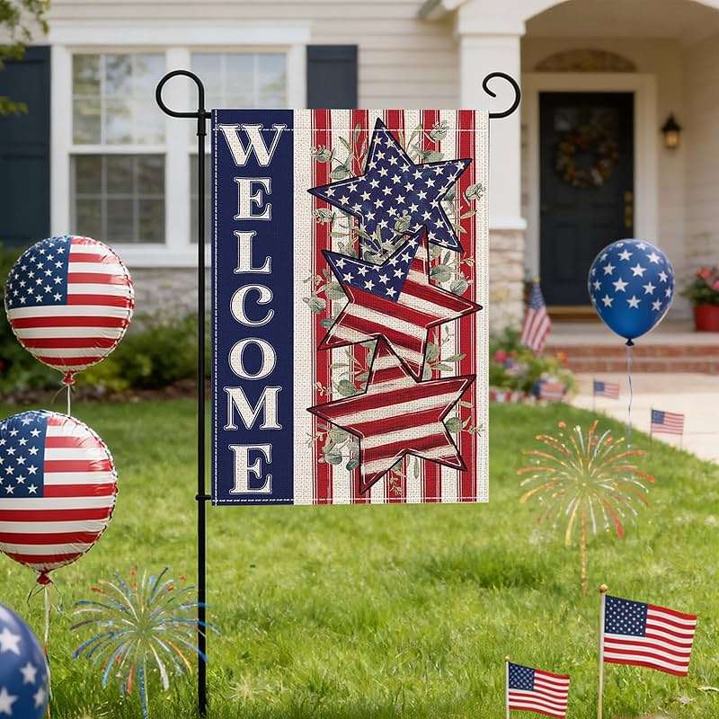 4th of July Garden Flag 12x18 Inch, Double Sided Patriotic Welcome Garden Flags Yard, Red White Blue Decor for Independence Day, Memorial Day, Patriotic Outdoor Decor - Image 4